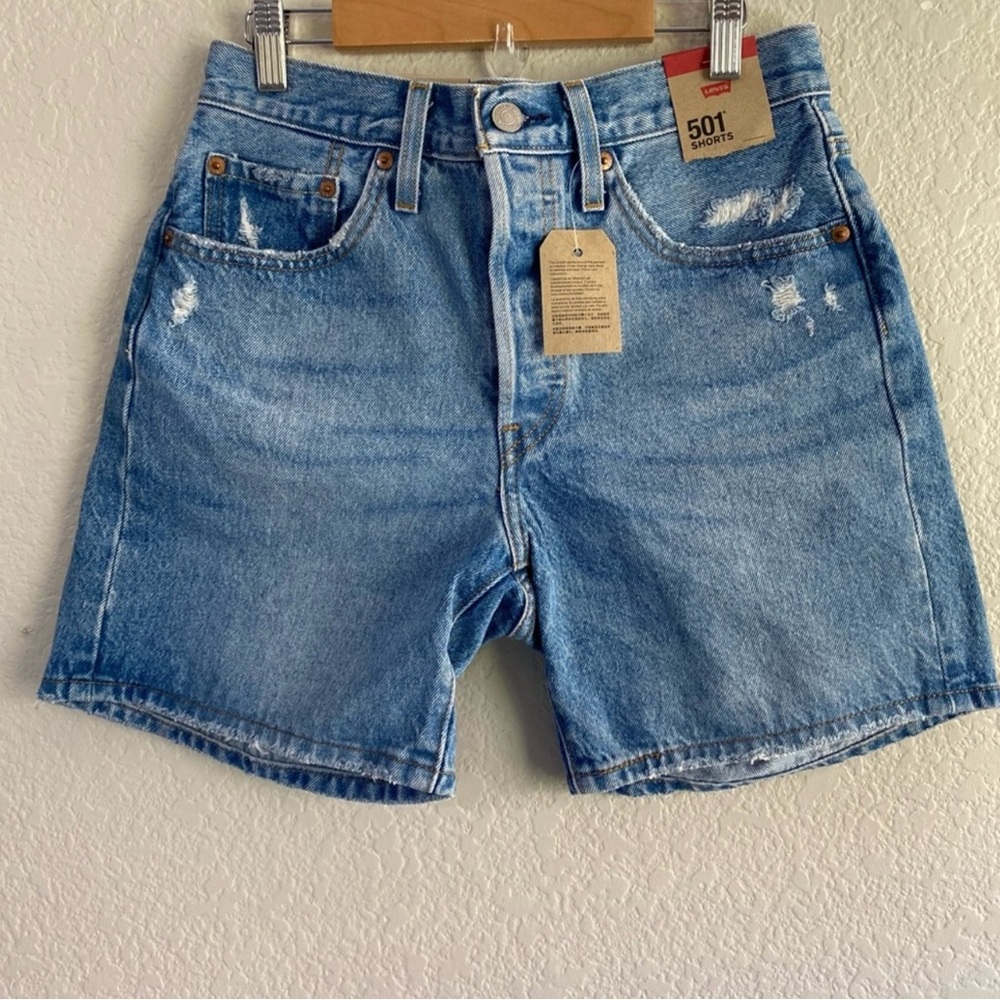 Levi's 501 Light Blue Denim High Rise Shorts